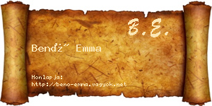 Benő Emma névjegykártya